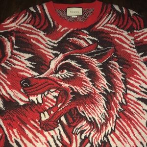 Gucci red (RARE) wolf intarsia sweater 900$ OBO